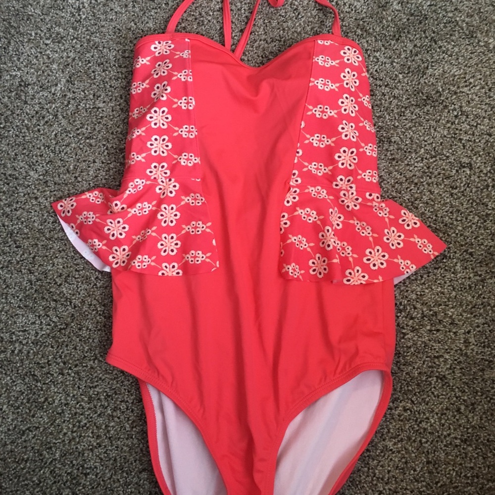 Lime ricki one piece peplum suit